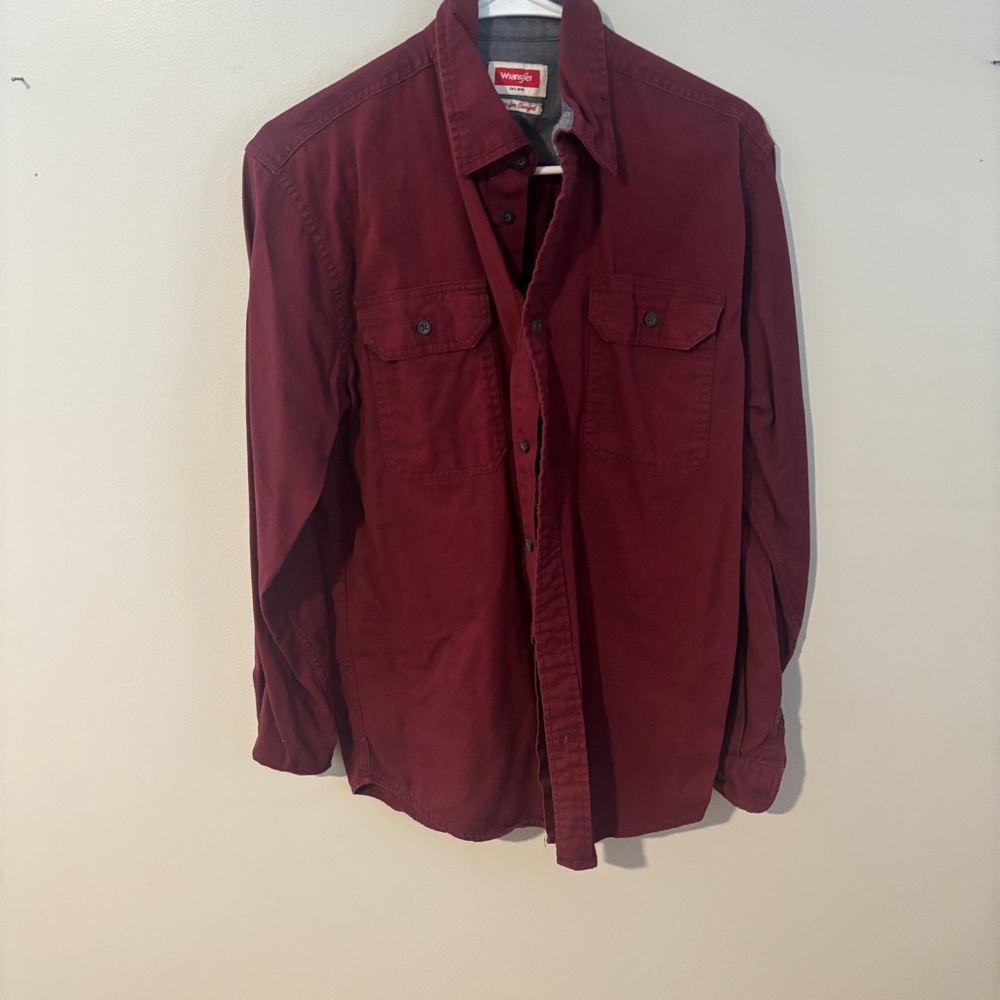 Wrangler Burgundy Long Sleeve Shirt